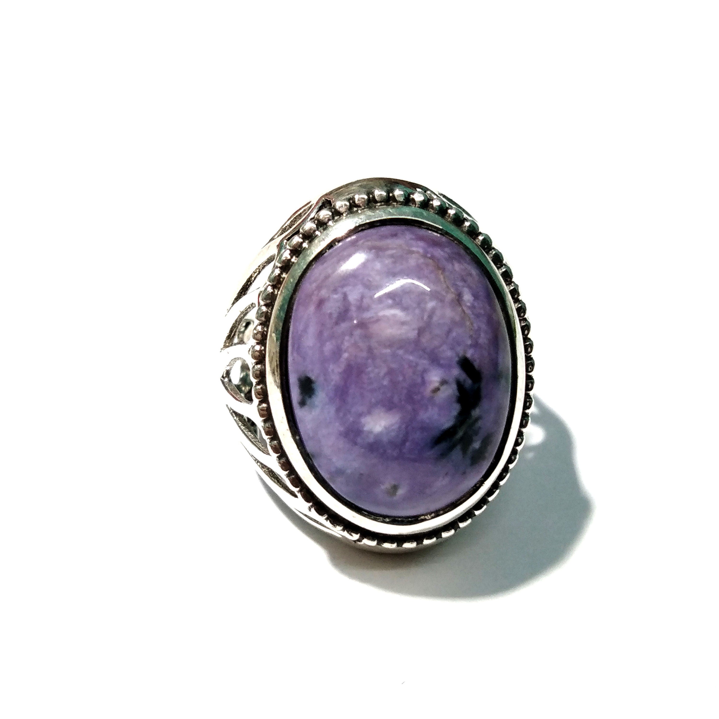 Charoite Cabochon Ring, 925 Sterling Silver Ring, Natural Gemstone Ring, Nice Design Good Making Gift Ring, Very Beautiful Stylish Ring